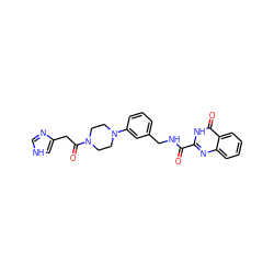 O=C(NCc1cccc(N2CCN(C(=O)Cc3c[nH]cn3)CC2)c1)c1nc2ccccc2c(=O)[nH]1 ZINC000114403325