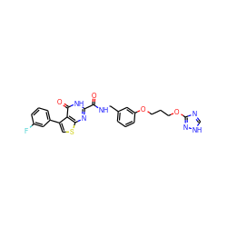 O=C(NCc1cccc(OCCCOc2nc[nH]n2)c1)c1nc2scc(-c3cccc(F)c3)c2c(=O)[nH]1 ZINC000114402363