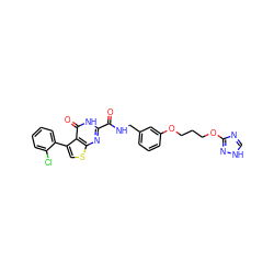 O=C(NCc1cccc(OCCCOc2nc[nH]n2)c1)c1nc2scc(-c3ccccc3Cl)c2c(=O)[nH]1 ZINC000114410081