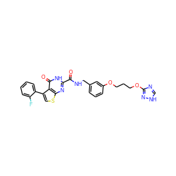 O=C(NCc1cccc(OCCCOc2nc[nH]n2)c1)c1nc2scc(-c3ccccc3F)c2c(=O)[nH]1 ZINC000114403194