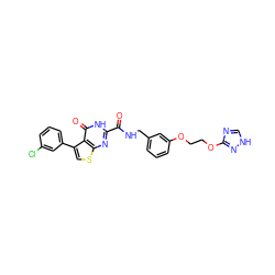 O=C(NCc1cccc(OCCOc2nc[nH]n2)c1)c1nc2scc(-c3cccc(Cl)c3)c2c(=O)[nH]1 ZINC000114450343