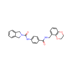 O=C(NCc1cccc2c1OCCO2)c1ccc(NC(=O)N2Cc3ccccc3C2)cc1 ZINC000166158841