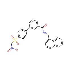 O=C(NCc1cccc2ccccc12)c1cccc(-c2ccc(S(=O)(=O)C[N+](=O)[O-])cc2)c1 ZINC000100983639