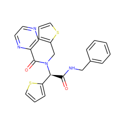 O=C(NCc1ccccc1)[C@@H](c1cccs1)N(Cc1cccs1)C(=O)c1cnccn1 ZINC000000931207