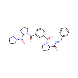 O=C(NCc1ccccc1)[C@@H]1CCCN1C(=O)c1cccc(C(=O)N2CCC[C@H]2C(=O)N2CCCC2)c1 ZINC000013528054