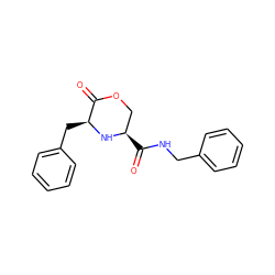 O=C(NCc1ccccc1)[C@@H]1COC(=O)[C@H](Cc2ccccc2)N1 ZINC000038147797