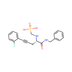 O=C(NCc1ccccc1)[C@H](CC#Cc1ccccc1F)NCP(=O)(O)O ZINC000013779380