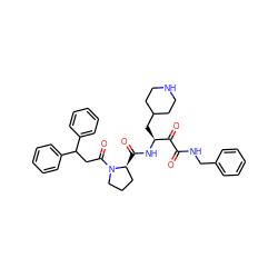 O=C(NCc1ccccc1)C(=O)[C@H](CC1CCNCC1)NC(=O)[C@H]1CCCN1C(=O)CC(c1ccccc1)c1ccccc1 ZINC000028231366