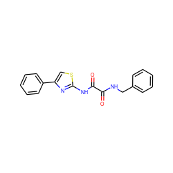 O=C(NCc1ccccc1)C(=O)Nc1nc(-c2ccccc2)cs1 ZINC000009042382