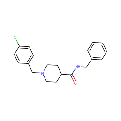 O=C(NCc1ccccc1)C1CCN(Cc2ccc(Cl)cc2)CC1 ZINC000016396245