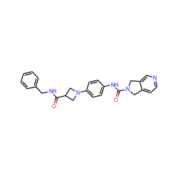 O=C(NCc1ccccc1)C1CN(c2ccc(NC(=O)N3Cc4ccncc4C3)cc2)C1 ZINC000166827295