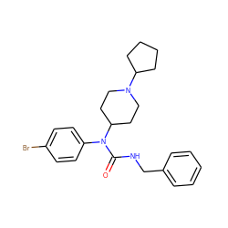 O=C(NCc1ccccc1)N(c1ccc(Br)cc1)C1CCN(C2CCCC2)CC1 ZINC000049068676