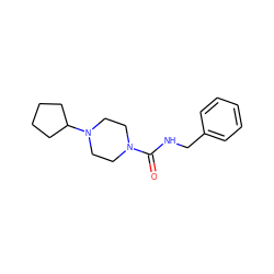 O=C(NCc1ccccc1)N1CCN(C2CCCC2)CC1 ZINC000032779618