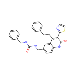 O=C(NCc1ccccc1)NCc1ccc2[nH]c(=O)c(-c3nccs3)c(CCc3ccccc3)c2c1 ZINC000064549850