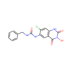 O=C(NCc1ccccc1)Nc1cc2c(=O)n(O)c(=O)[nH]c2cc1Cl ZINC000035050344