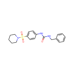 O=C(NCc1ccccc1)Nc1ccc(S(=O)(=O)N2CCCCC2)cc1 ZINC000053250445