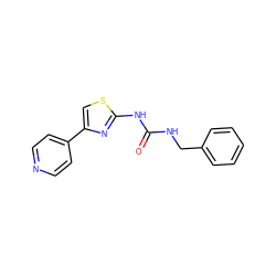 O=C(NCc1ccccc1)Nc1nc(-c2ccncc2)cs1 ZINC000165753924