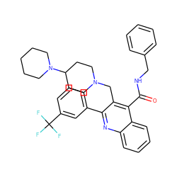 O=C(NCc1ccccc1)c1c(CN2CCC(N3CCCCC3)CC2)c(-c2cccc(C(F)(F)F)c2)nc2ccccc12 ZINC001772583853