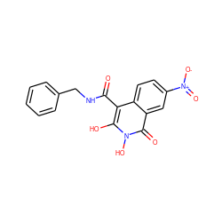 O=C(NCc1ccccc1)c1c(O)n(O)c(=O)c2cc([N+](=O)[O-])ccc12 ZINC000169349208