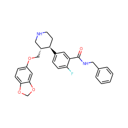 O=C(NCc1ccccc1)c1cc([C@@H]2CCNC[C@H]2COc2ccc3c(c2)OCO3)ccc1F ZINC001772581305