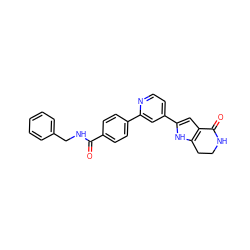 O=C(NCc1ccccc1)c1ccc(-c2cc(-c3cc4c([nH]3)CCNC4=O)ccn2)cc1 ZINC000028645515