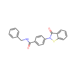 O=C(NCc1ccccc1)c1ccc(-n2sc3ccccc3c2=O)cc1 ZINC000064586075