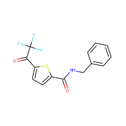 O=C(NCc1ccccc1)c1ccc(C(=O)C(F)(F)F)s1 ZINC000040846757