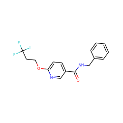 O=C(NCc1ccccc1)c1ccc(OCCC(F)(F)F)nc1 ZINC000045300590