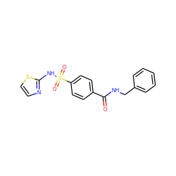 O=C(NCc1ccccc1)c1ccc(S(=O)(=O)Nc2nccs2)cc1 ZINC000147654936