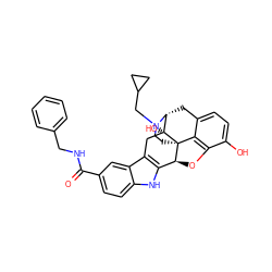 O=C(NCc1ccccc1)c1ccc2[nH]c3c(c2c1)C[C@@]1(O)[C@H]2Cc4ccc(O)c5c4[C@@]1(CCN2CC1CC1)[C@H]3O5 ZINC000026957526