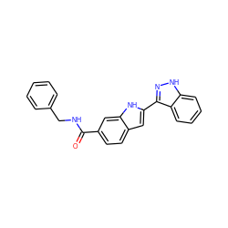 O=C(NCc1ccccc1)c1ccc2cc(-c3n[nH]c4ccccc34)[nH]c2c1 ZINC000066066055