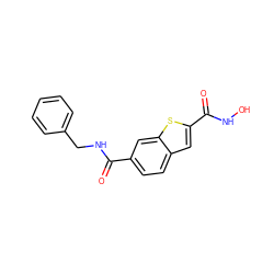 O=C(NCc1ccccc1)c1ccc2cc(C(=O)NO)sc2c1 ZINC000029133451