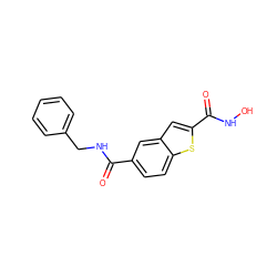 O=C(NCc1ccccc1)c1ccc2sc(C(=O)NO)cc2c1 ZINC000029133453