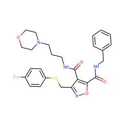 O=C(NCc1ccccc1)c1onc(CSc2ccc(F)cc2)c1C(=O)NCCCN1CCOCC1 ZINC000036383744