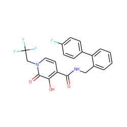 O=C(NCc1ccccc1-c1ccc(F)cc1)c1ccn(CC(F)(F)F)c(=O)c1O ZINC000205153181