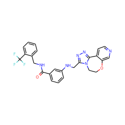 O=C(NCc1ccccc1C(F)(F)F)c1cccc(NCc2nnc3n2CCOc2cnccc2-3)c1 ZINC001772653856