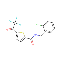 O=C(NCc1ccccc1Cl)c1ccc(C(=O)C(F)(F)F)s1 ZINC000034985054