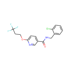 O=C(NCc1ccccc1Cl)c1ccc(OCCC(F)(F)F)nc1 ZINC000045288123