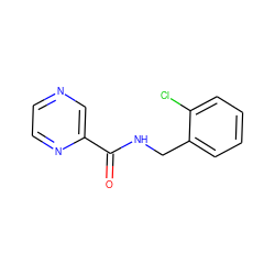 O=C(NCc1ccccc1Cl)c1cnccn1 ZINC000002753910