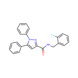 O=C(NCc1ccccc1F)c1cc(-c2ccccc2)n(-c2ccccc2)n1 ZINC001124116856