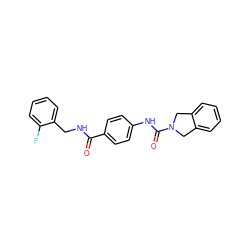 O=C(NCc1ccccc1F)c1ccc(NC(=O)N2Cc3ccccc3C2)cc1 ZINC000106321410