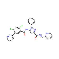 O=C(NCc1ccccn1)c1cc(NC(=O)c2cc(-c3ccccn3)c(Cl)cc2Cl)n(-c2ccccc2)n1 ZINC001772574502