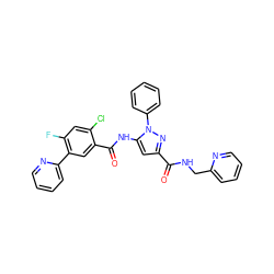 O=C(NCc1ccccn1)c1cc(NC(=O)c2cc(-c3ccccn3)c(F)cc2Cl)n(-c2ccccc2)n1 ZINC001772603197