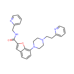 O=C(NCc1ccccn1)c1cc2cccc(N3CCN(CCc4ccccn4)CC3)c2o1 ZINC000114867508