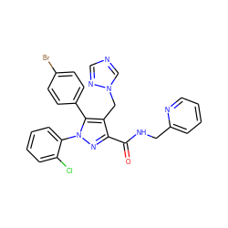 O=C(NCc1ccccn1)c1nn(-c2ccccc2Cl)c(-c2ccc(Br)cc2)c1Cn1cncn1 ZINC000049762793