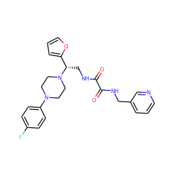 O=C(NCc1cccnc1)C(=O)NC[C@@H](c1ccco1)N1CCN(c2ccc(F)cc2)CC1 ZINC000056945539