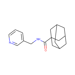 O=C(NCc1cccnc1)C12CC3CC(CC(C3)C1)C2 ZINC000003879102