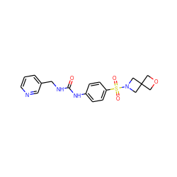 O=C(NCc1cccnc1)Nc1ccc(S(=O)(=O)N2CC3(COC3)C2)cc1 ZINC000096271687