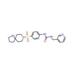 O=C(NCc1cccnc1)Nc1ccc(S(=O)(=O)N2CCC3(CCCN3)CC2)cc1 ZINC000096271686