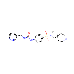 O=C(NCc1cccnc1)Nc1ccc(S(=O)(=O)N2CCC3(CCNCC3)C2)cc1 ZINC000096271684